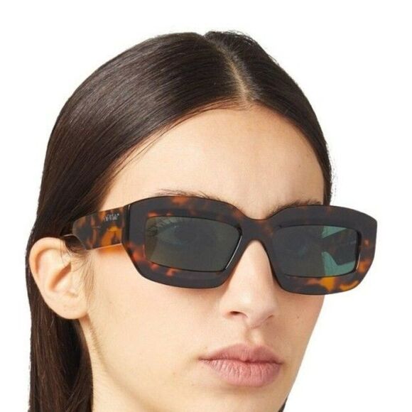 Off-White CHARLOTTE Women Sunglasses Havana Green Rectangle OERI138 CHARLOTTE